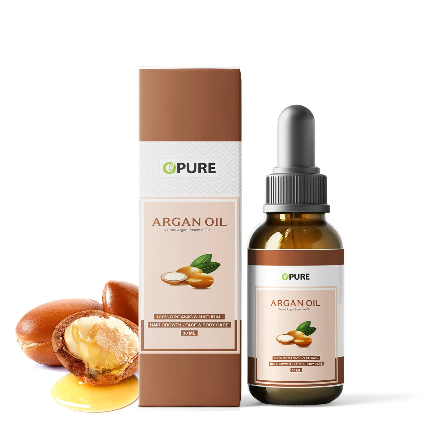 Opure Argan Oil – 100% Organic Cold-Pressed Essential Oil for Hair Growth, Face & Body Care (30ML)