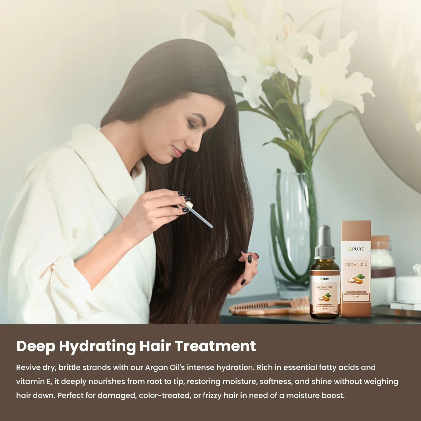 Opure Argan Oil – 100% Organic Cold-Pressed Essential Oil for Hair Growth, Face & Body Care (30ML)