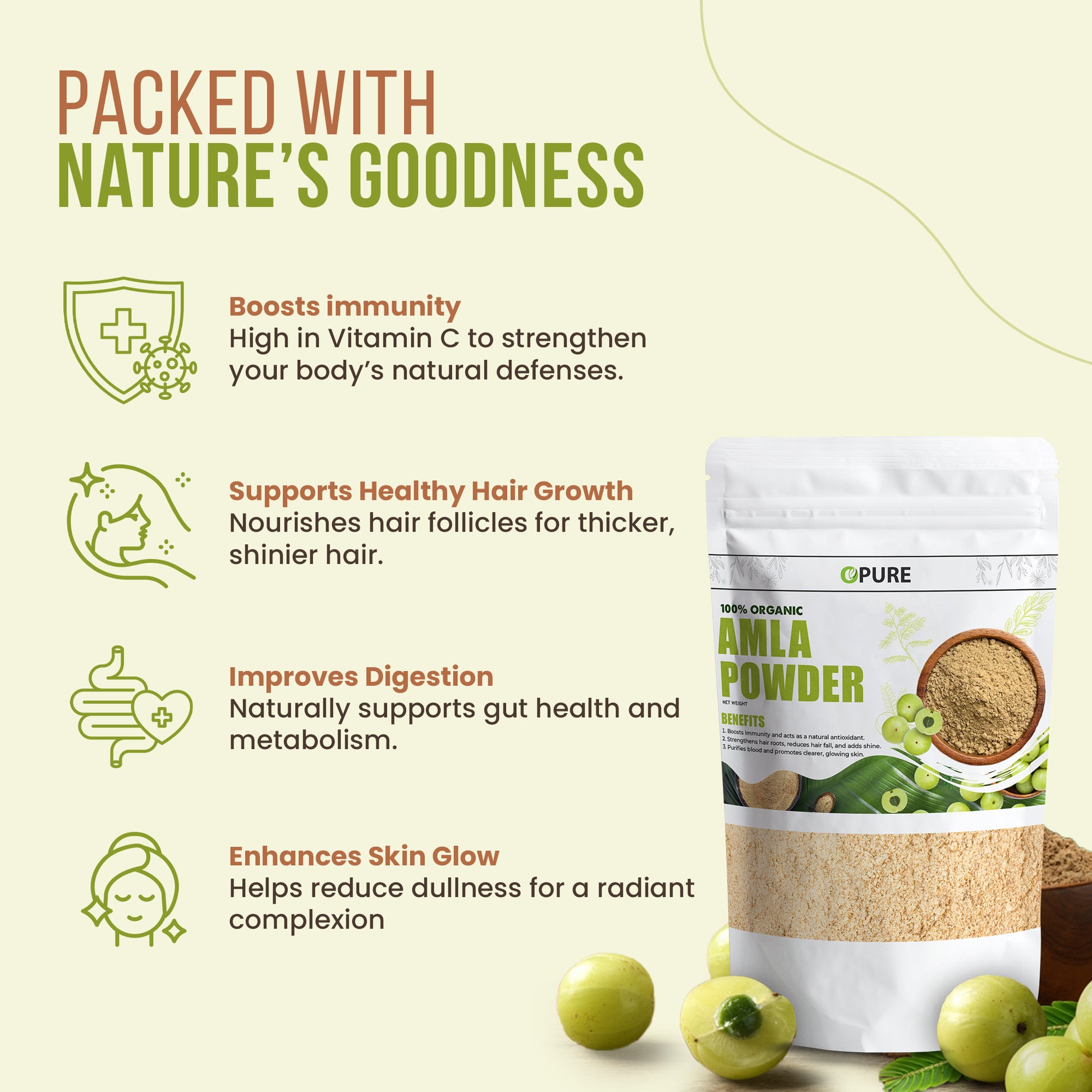 Opure 100% Organic Amla Powder – Natural Hair & Skin Care Superfood