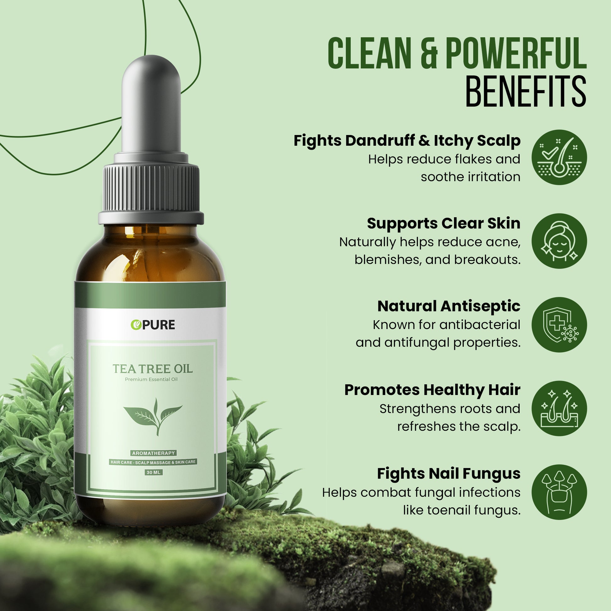 Opure Tea Tree Oil – 100% Pure Premium Essential Oil for Hair, Skin & Nails (30ML)