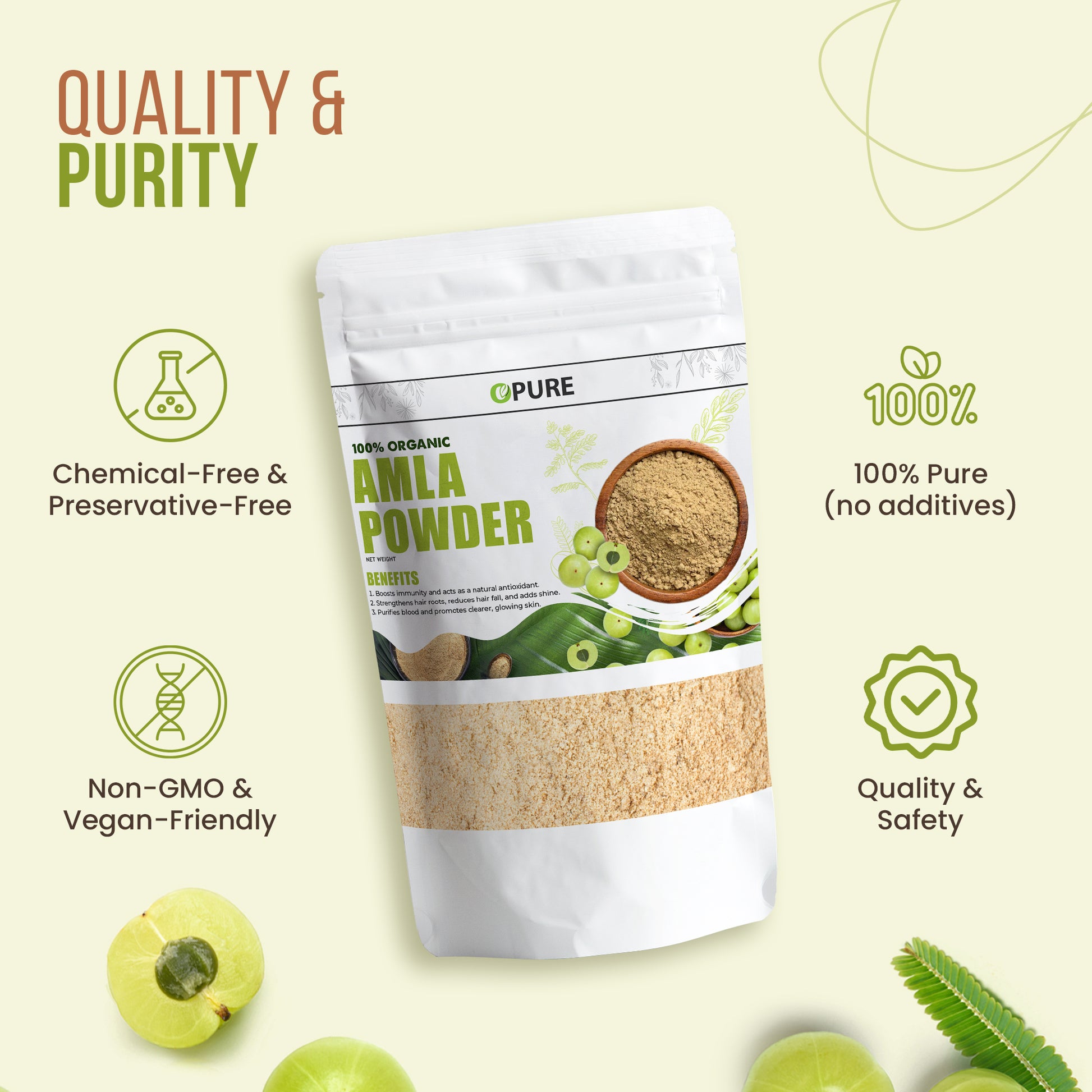 Opure 100% Organic Amla Powder – Natural Hair & Skin Care Superfood