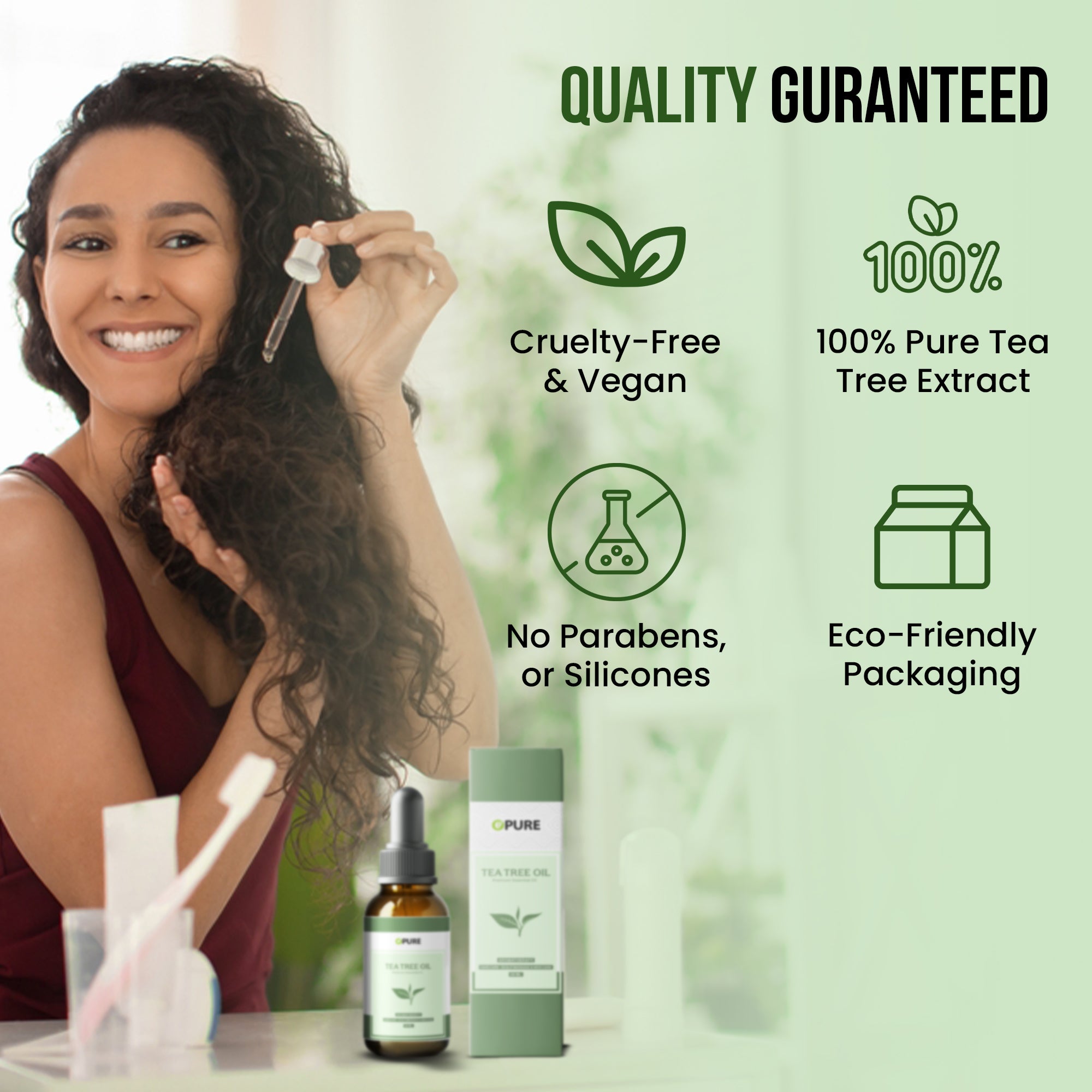 Opure Tea Tree Oil – 100% Pure Premium Essential Oil for Hair, Skin & Nails (30ML)