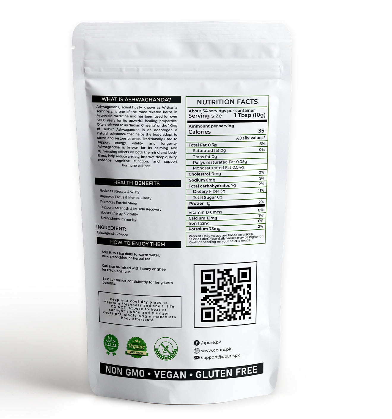 Certified Organic Ashwagandha Powder | Energy, Focus & Immunity Support