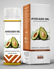 Avocado Oil For Hair, Skin and Nail Care plus Dry Hair Treatment and Facial Oil Moisturizer - Natural Hair Oil and Carrier Oil for Essential Oils Mixing 100 ML