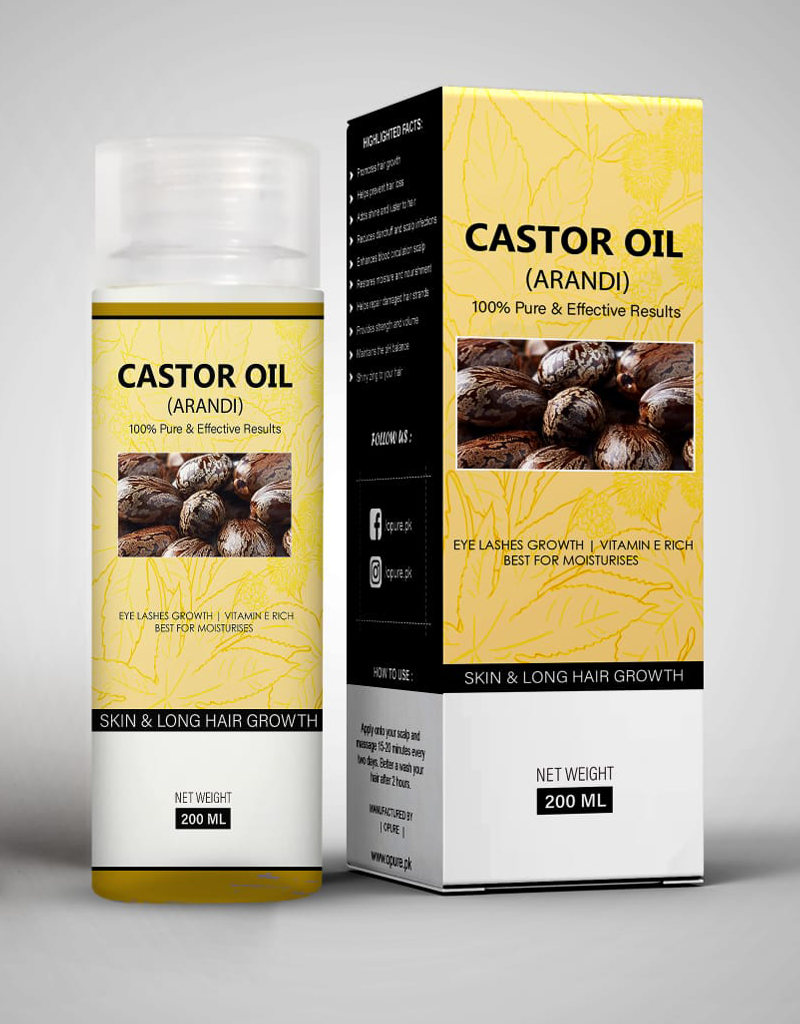 Opure Castor Oil (Arandi) – 100% Pure & Effective for Skin & Long Hair Growth (200ML)