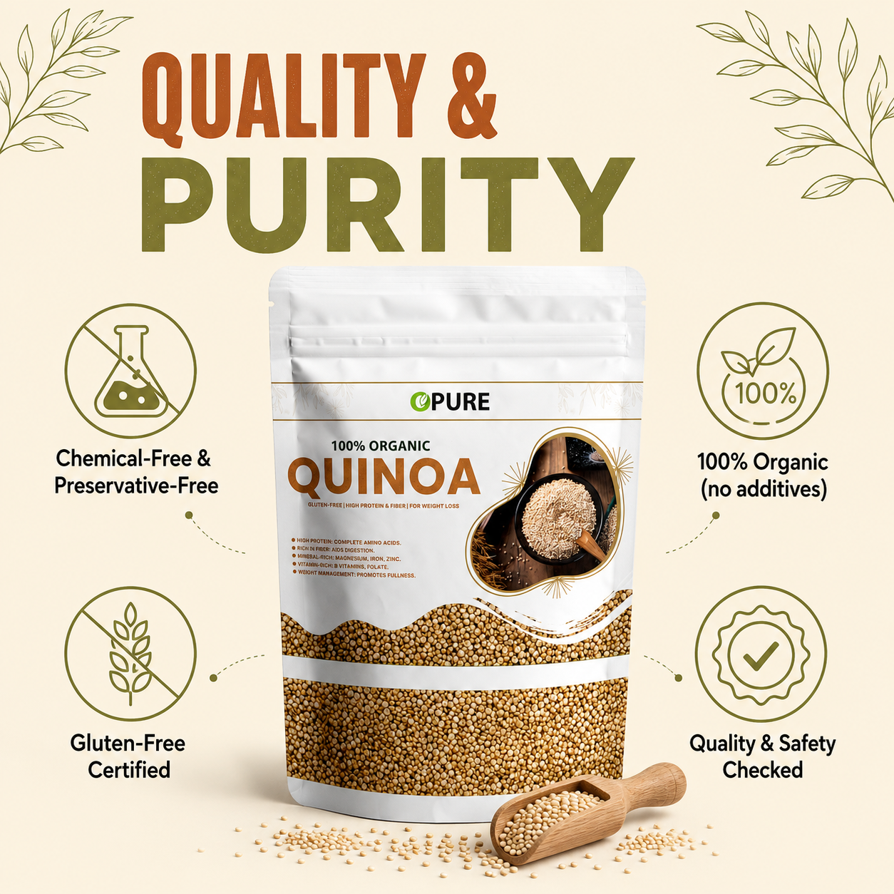 Opure 100% Organic Quinoa – Gluten-Free, High Protein & Fiber Superfood