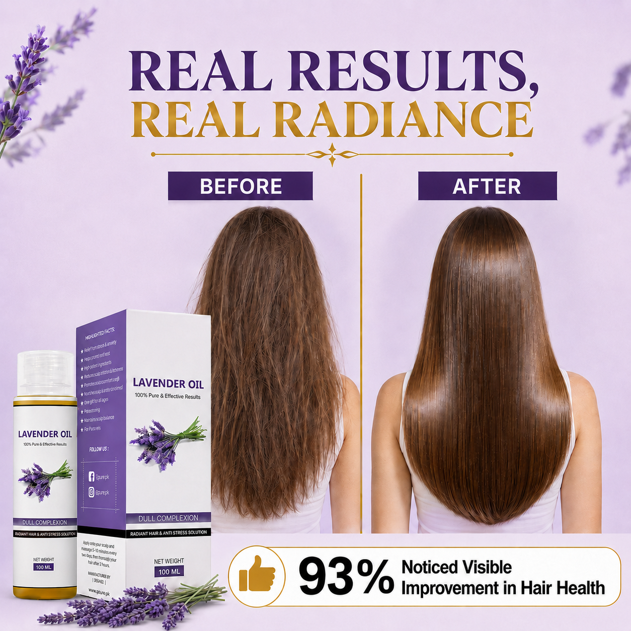 Opure Lavender Oil – 100% Pure Essential Oil for Radiant Hair, Skin & Anti-Stress Relief (100ML)