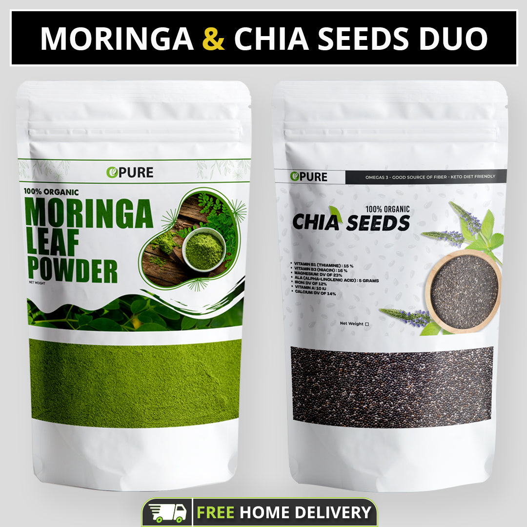 Moringa Powder & Chia Seed Duo: Nutrient Powerhouse (250g each)