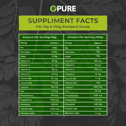 Moringa Powder supplement facts