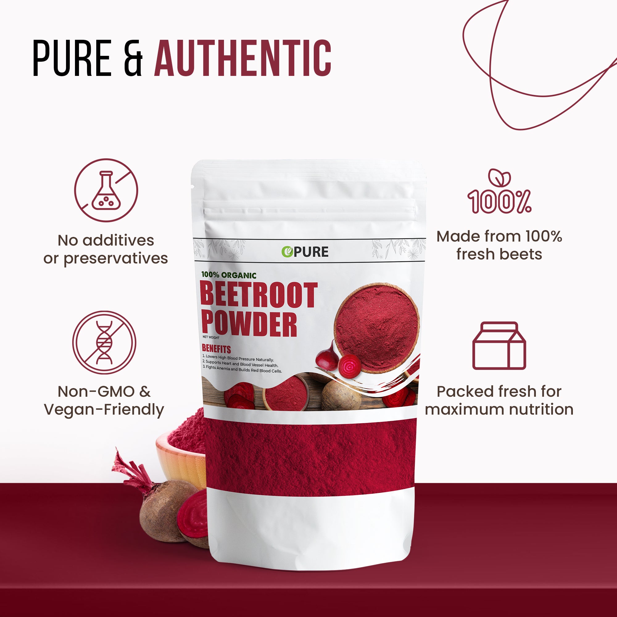Organic Beetroot Powder – 100% Pure, Non-GMO, Nutrient-Rich Superfood