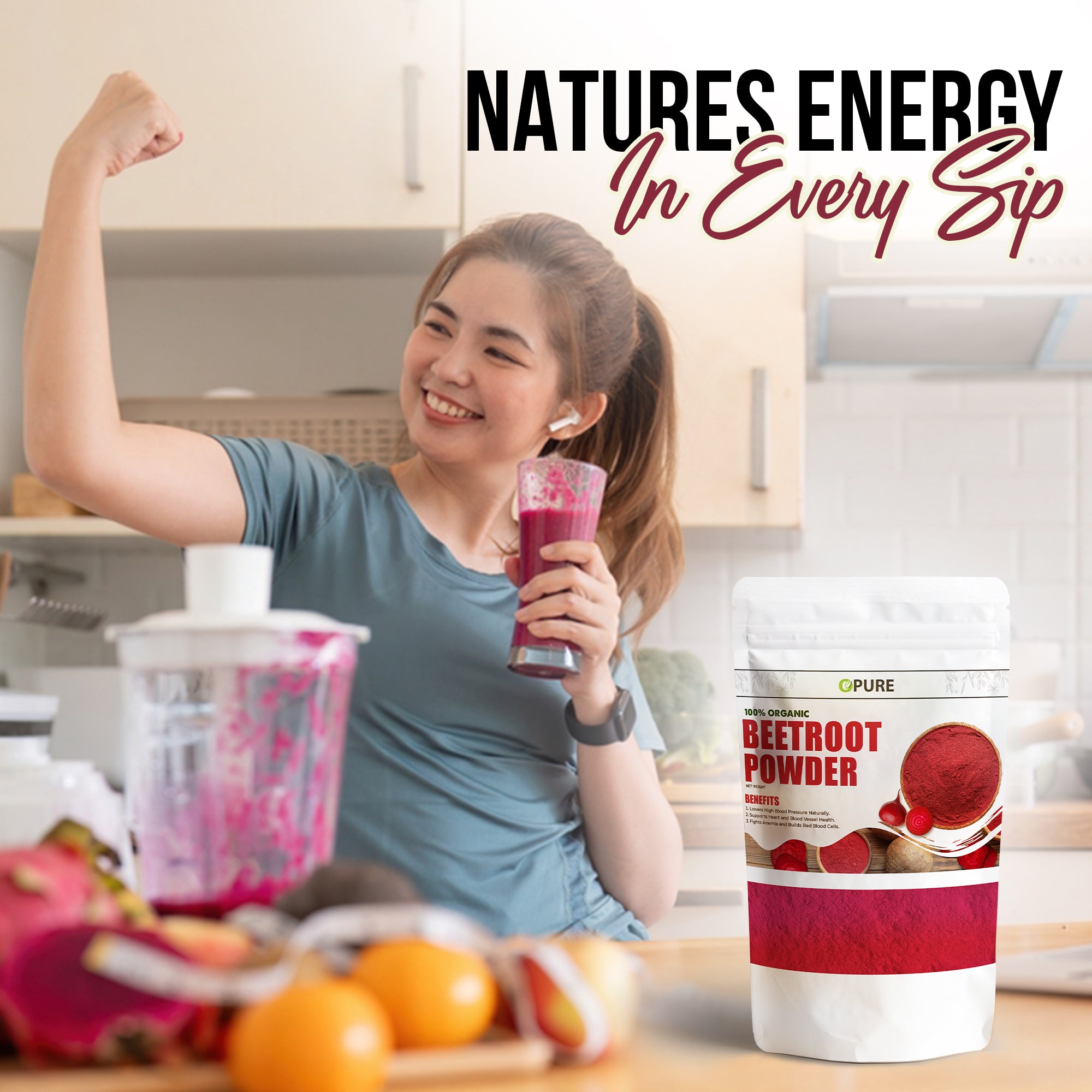 Organic Beetroot Powder – 100% Pure, Non-GMO, Nutrient-Rich Superfood