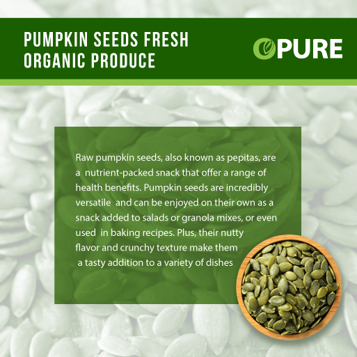 Organic Pumpkin Seeds, Raw and Unsalted, Excellent Source of Protein and Iron
