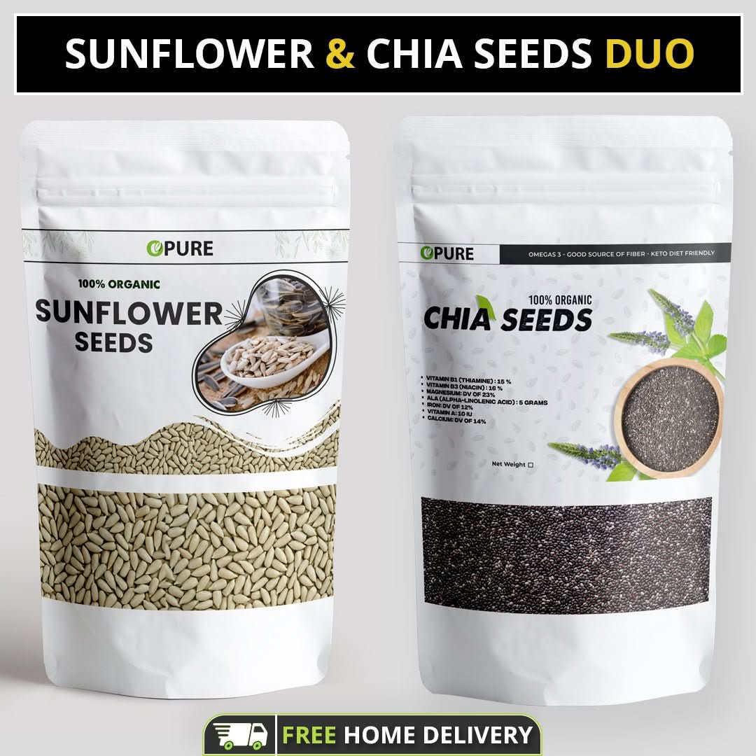 SunFlower Seeds & Chia Seed Duo: Nutrient Powerhouse (250g each)