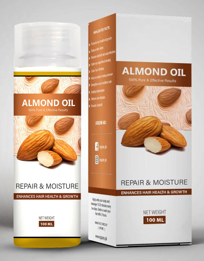 Sweet Almond Oil for Skin - Body Oil, Hair Moisturizer and Relaxing Massage and Oil, Carrier Oil for Essential Oils Mixing, Pure Oil for Hair and Skin, 100 ML