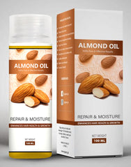 Sweet Almond Oil for Skin - Body Oil, Hair Moisturizer and Relaxing Massage and Oil, Carrier Oil for Essential Oils Mixing, Pure Oil for Hair and Skin, 100 ML