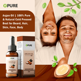 Argan Oil | 100% Pure & Natural Cold Pressed Best for Beard, Hair, Skin, Face, Body